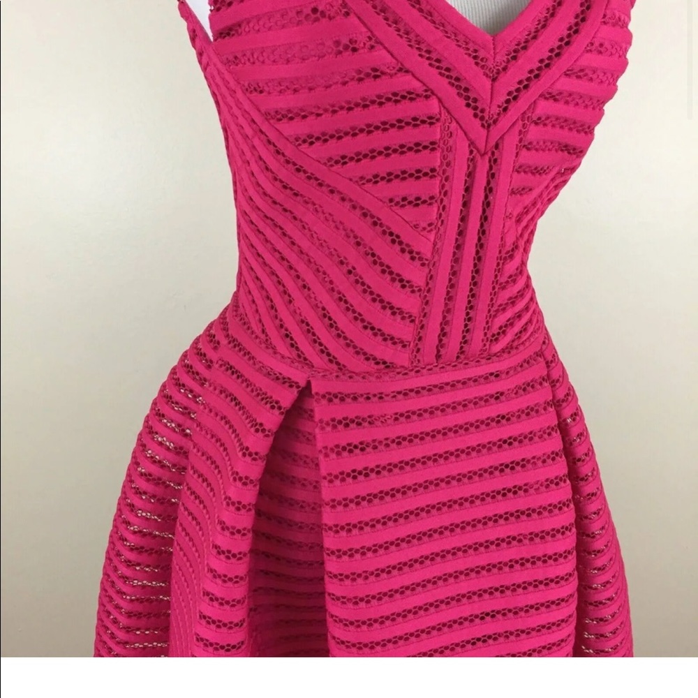 Maje, Structured Rayure Fuchsia Puffball Cocktail… - image 8